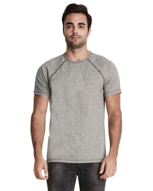 HEATHER GRAY Next level apparel 2050 men's mock twist short-sleeve raglan t-shirt