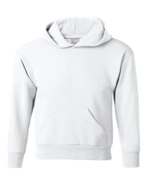 WHITE Hanes P473 ecosmart youth hooded sweatshirt