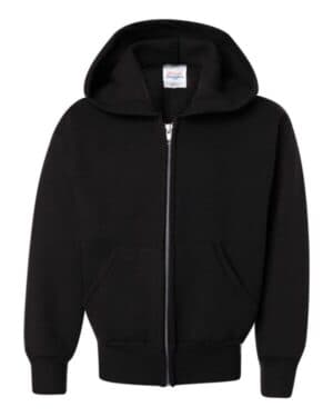 Hanes P480 ecosmart youth full-zip hooded sweatshirt