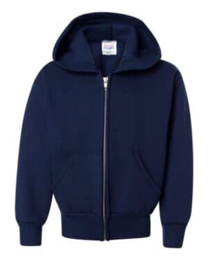 Hanes P480 ecosmart youth full-zip hooded sweatshirt