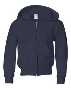 J. NAVY Jerzees 993BR nublend youth full-zip hooded sweatshirt