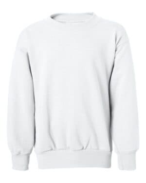 WHITE Hanes P360 ecosmart youth crewneck sweatshirt