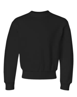 BLACK Jerzees 562BR nublend youth crewneck sweatshirt