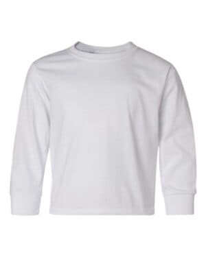 WHITE Jerzees 29BLR dri-power youth long sleeve 50/50 t-shirt