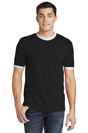 BLACK/ WHITE 2410W american apparel fine jersey ringer t-shirt