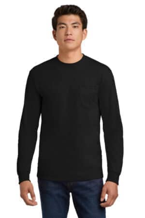 BLACK 2410 gildan-ultra cotton 100% us cotton long sleeve t-shirt with pocket
