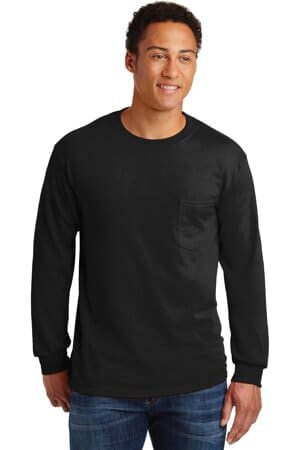 2410 gildan-ultra cotton 100% cotton long sleeve t-shirt with pocket
