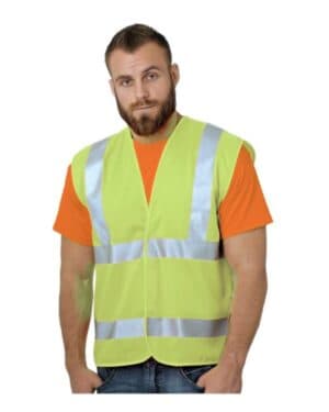 LIME GREEN LIME GREEN Bayside 3789 unisex usa-made economy ansi class 2 vest