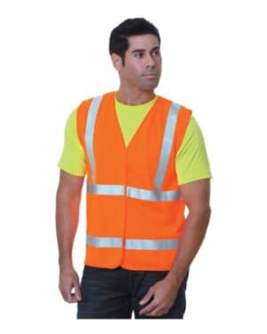 ORANGE ORANGE Bayside 3789 unisex usa-made economy ansi class 2 vest