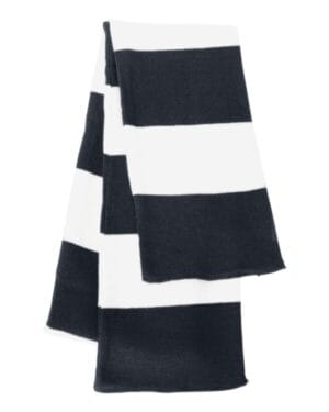 NAVY/ WHITE Sportsman SP02 rugby-striped knit scarf