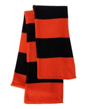 ORANGE/ BLACK Sportsman SP02 rugby-striped knit scarf