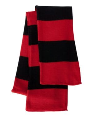 RED/ BLACK Sportsman SP02 rugby-striped knit scarf