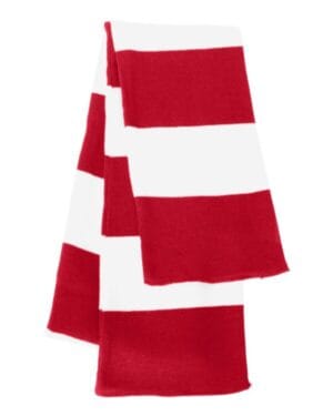 RED/ WHITE Sportsman SP02 rugby-striped knit scarf