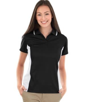 BLACK/WHITE Charles river 2810CR women's color blocked wicking polo