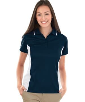 NAVY/WHITE Charles river 2810CR women's color blocked wicking polo