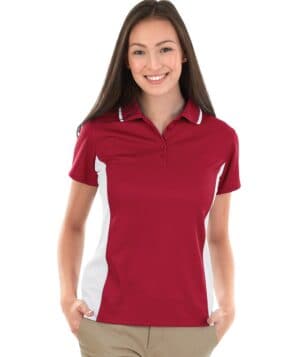 RED/WHITE Charles river 2810CR women's color blocked wicking polo