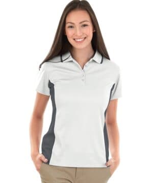 WHITE/SLATE Charles river 2810CR women's color blocked wicking polo