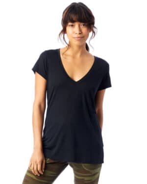 BLACK Alternative 2894B2 ladies' slinky-jersey v-neck t-shirt