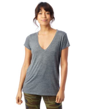 ASH HEATHER Alternative 2894B2 ladies' slinky-jersey v-neck t-shirt