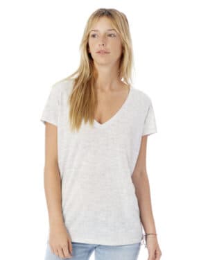 OATMEAL HEATHER Alternative 2894B2 ladies' slinky-jersey v-neck t-shirt