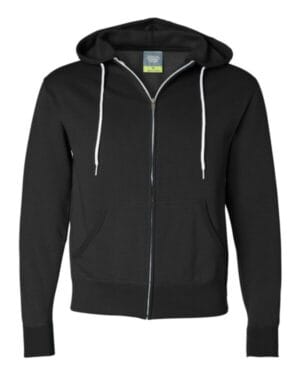 BLACK AFX90UNZ unisex lightweight full-zip hooded sweatshirt