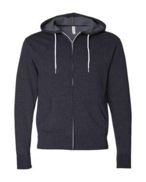 CHARCOAL HEATHER AFX90UNZ unisex lightweight full-zip hooded sweatshirt