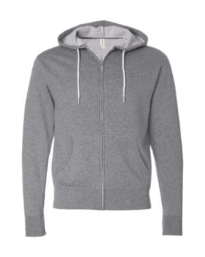 GUNMETAL HEATHER AFX90UNZ unisex lightweight full-zip hooded sweatshirt