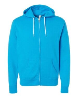TURQUOISE AFX90UNZ unisex lightweight full-zip hooded sweatshirt