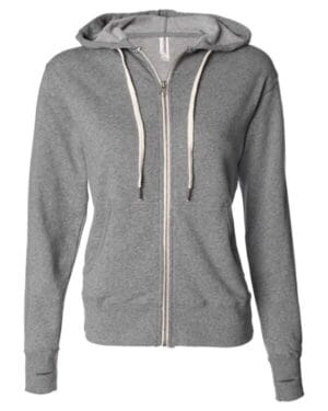 SALT & PEPPER PRM90HTZ unisex heathered french terry full-zip hooded sweatshirt