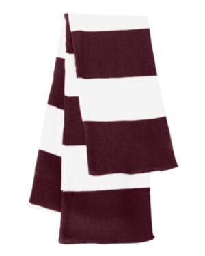 MAROON/ WHITE Sportsman SP02 rugby-striped knit scarf