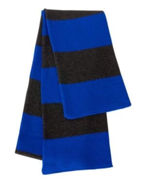 ROYAL/ CHARCOAL Sportsman SP02 rugby-striped knit scarf