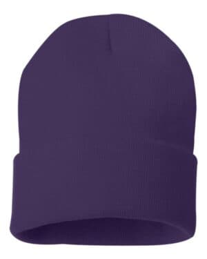 PURPLE Sportsman SP12 12 solid cuffed beanie