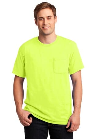 SAFETY GREEN 29MP jerzees-dri-power 50/50 cotton/poly pocket t-shirt