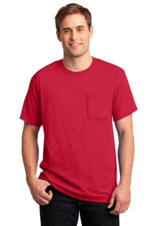 TRUE RED 29MP jerzees-dri-power 50/50 cotton/poly pocket t-shirt
