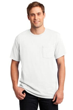 WHITE 29MP jerzees-dri-power 50/50 cotton/poly pocket t-shirt