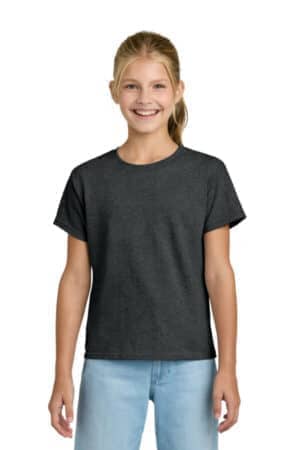 HEATHER DARK GREY HEATHER DARK GREY 3000B gildan youth light cotton tee