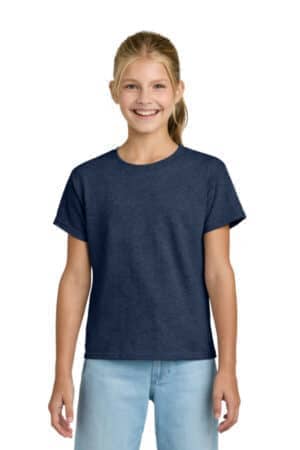 HEATHER NAVY 3000B gildan youth light cotton tee