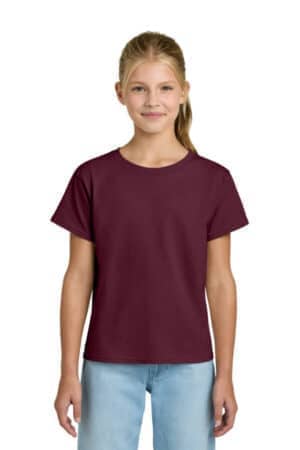 MAROON MAROON 3000B gildan youth light cotton tee