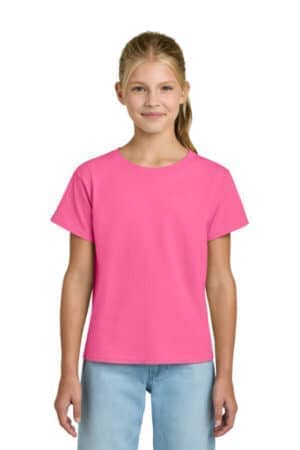 SAFETY PINK 3000B gildan youth light cotton tee