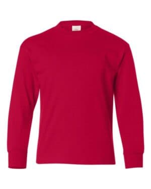 DEEP RED Hanes 5546 authentic youth long sleeve t-shirt