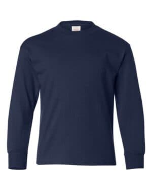 NAVY Hanes 5546 authentic youth long sleeve t-shirt