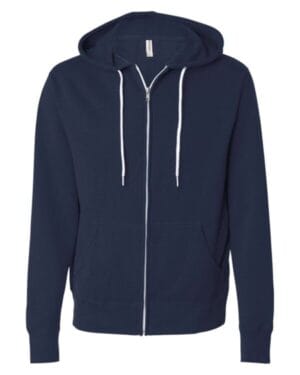CLASSIC NAVY AFX90UNZ unisex lightweight full-zip hooded sweatshirt