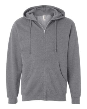 GUNMETAL HEATHER Independent trading co SS4500Z midweight full-zip hooded sweatshirt