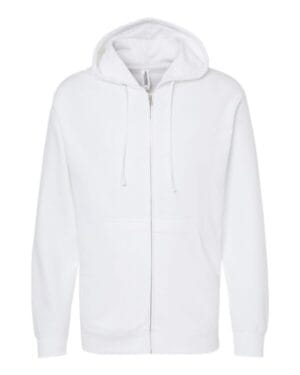WHITE Independent trading co SS4500Z midweight full-zip hooded sweatshirt