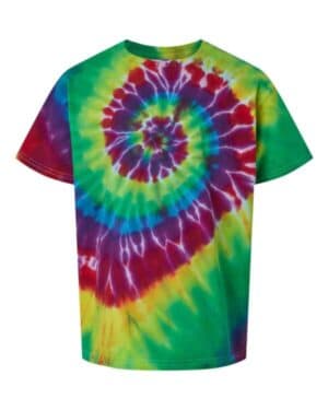 CLASSIC RAINBOW SPIRAL Dyenomite 20BMS youth multi-color spiral tie-dyed t-shirt