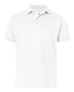 WHITE Hanes 054Y youth ecosmart jersey polo
