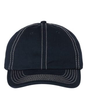 NAVY/ STONE STITCH Valucap VC300A adult bio-washed classic dads cap