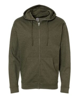 ARMY HEATHER Independent trading co SS4500Z midweight full-zip hooded sweatshirt