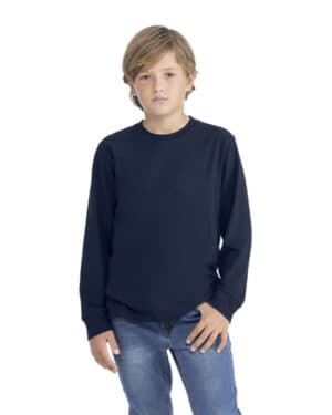 MIDNIGHT NAVY Next level apparel 3311NL youth cotton long sleeve t-shirt