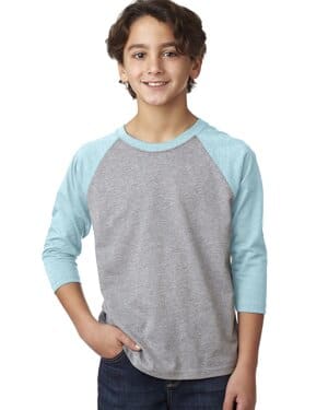 Next level apparel 3352 youth cvc three-quarter sleeve raglan